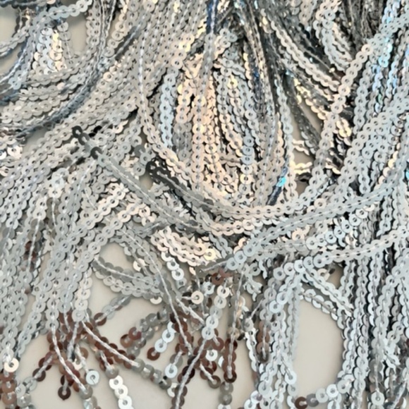 STUNNING limited edition tiered silver sequin holiday party skirt, Medium - Picture 6 of 9